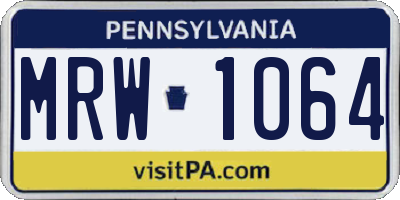 PA license plate MRW1064