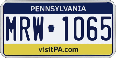 PA license plate MRW1065