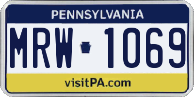 PA license plate MRW1069