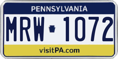 PA license plate MRW1072