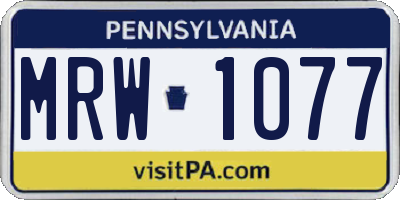 PA license plate MRW1077