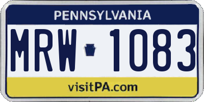 PA license plate MRW1083