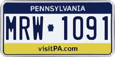 PA license plate MRW1091
