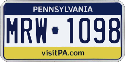PA license plate MRW1098
