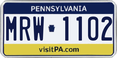 PA license plate MRW1102