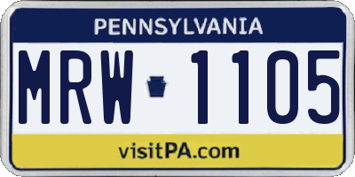 PA license plate MRW1105