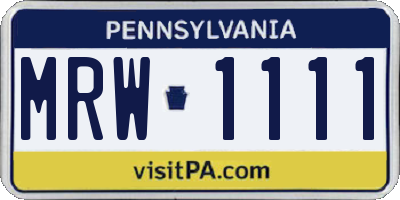 PA license plate MRW1111