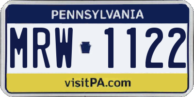 PA license plate MRW1122