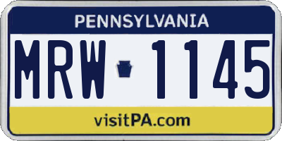 PA license plate MRW1145