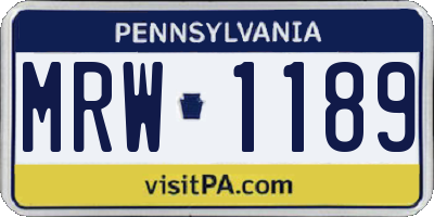 PA license plate MRW1189
