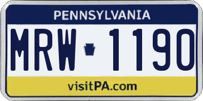 PA license plate MRW1190
