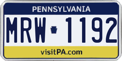 PA license plate MRW1192