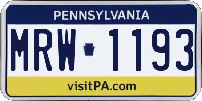 PA license plate MRW1193