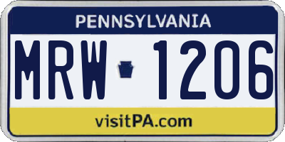 PA license plate MRW1206