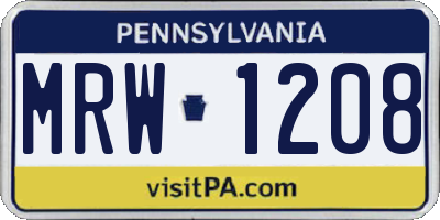 PA license plate MRW1208