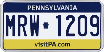 PA license plate MRW1209