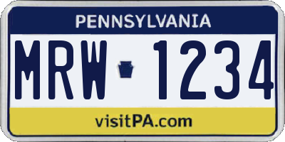 PA license plate MRW1234