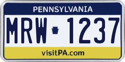 PA license plate MRW1237