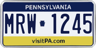 PA license plate MRW1245