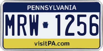PA license plate MRW1256