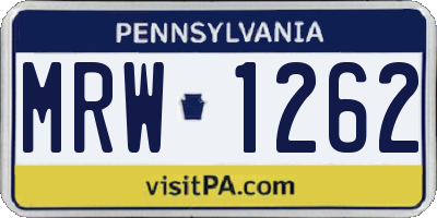PA license plate MRW1262