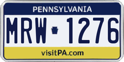 PA license plate MRW1276
