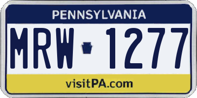 PA license plate MRW1277