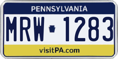 PA license plate MRW1283