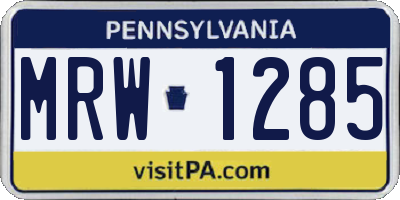 PA license plate MRW1285
