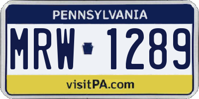 PA license plate MRW1289
