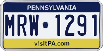 PA license plate MRW1291