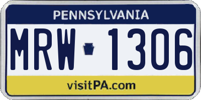 PA license plate MRW1306