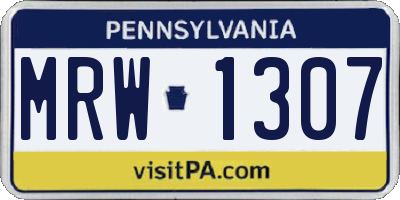 PA license plate MRW1307