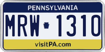 PA license plate MRW1310