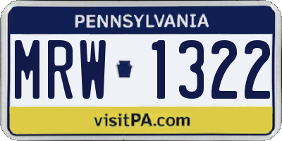 PA license plate MRW1322