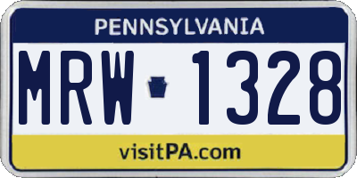 PA license plate MRW1328