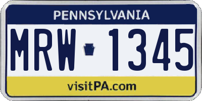 PA license plate MRW1345