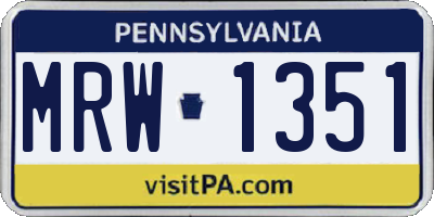 PA license plate MRW1351