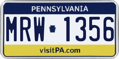 PA license plate MRW1356