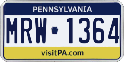 PA license plate MRW1364