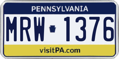 PA license plate MRW1376