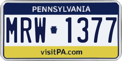 PA license plate MRW1377