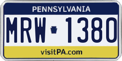 PA license plate MRW1380