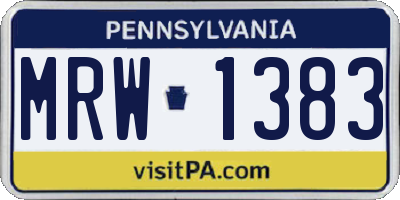 PA license plate MRW1383