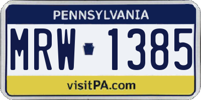 PA license plate MRW1385
