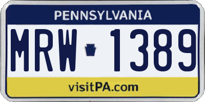 PA license plate MRW1389