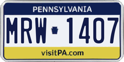 PA license plate MRW1407