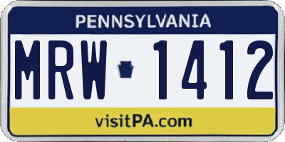 PA license plate MRW1412