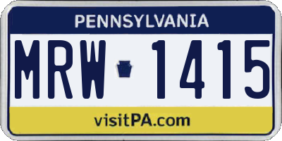 PA license plate MRW1415