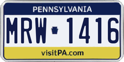 PA license plate MRW1416